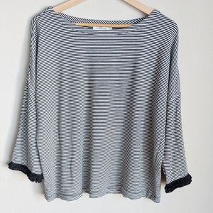 Vineyard Vines 3/4 Sleeve Black White Striped Tee